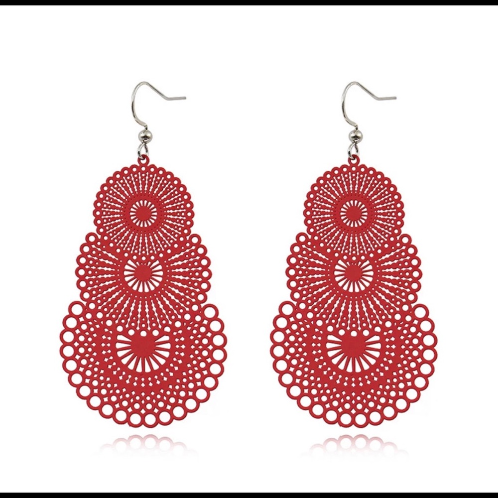 Boho Ethnic Big Dangle Drop Earrings laser cut